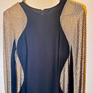 Formal Black and Sheer Gold/Cream with Silver Tone Studs Size 6